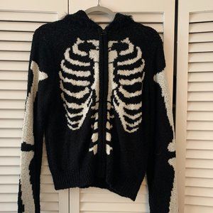 TOO FAST CLOTHING SKELETON BLACK COZY HOODIE SIZE X-LARGE NWT